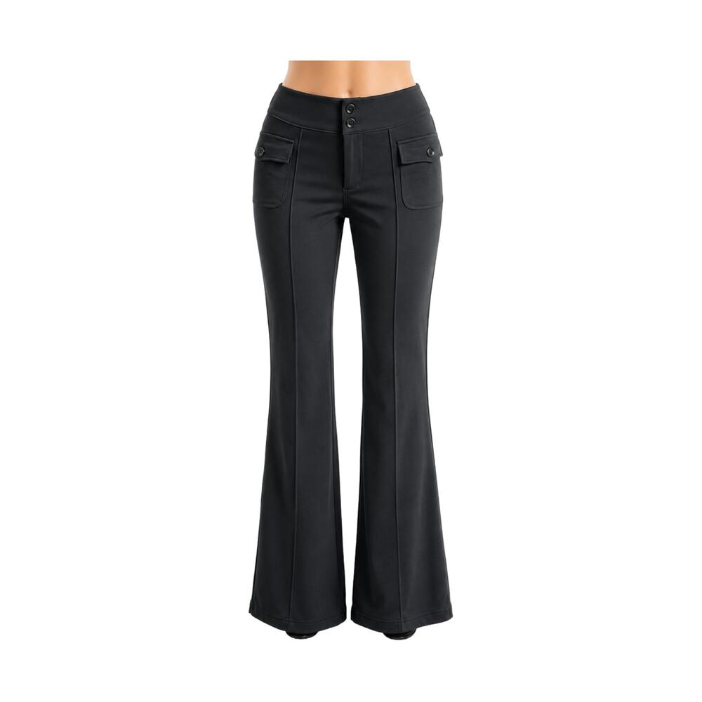 Black High Rise Flare Dress Pants XS Small Long Inseam Office Siren Trousers